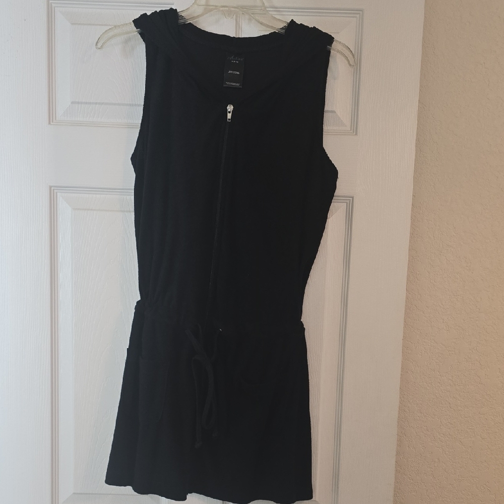 Catalina Black Zip-Up Cover Up